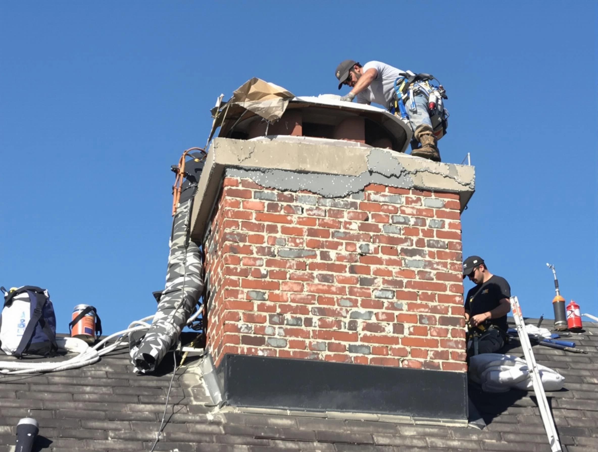 Holladay Chimney Sweep installing a custom chimney crown in Holladay, UT