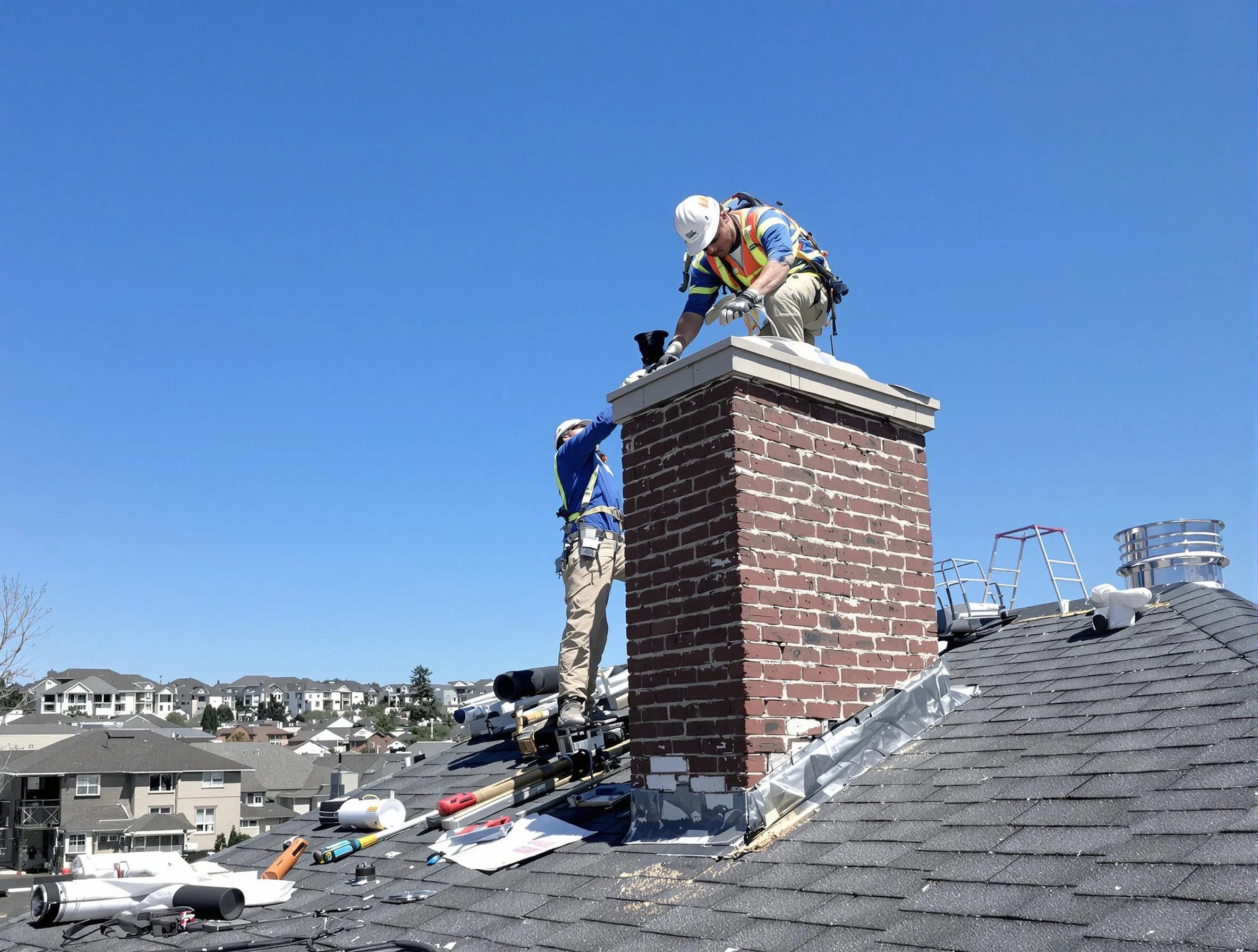 Holladay Chimney Sweep repairing a chimney crown in Holladay, UT
