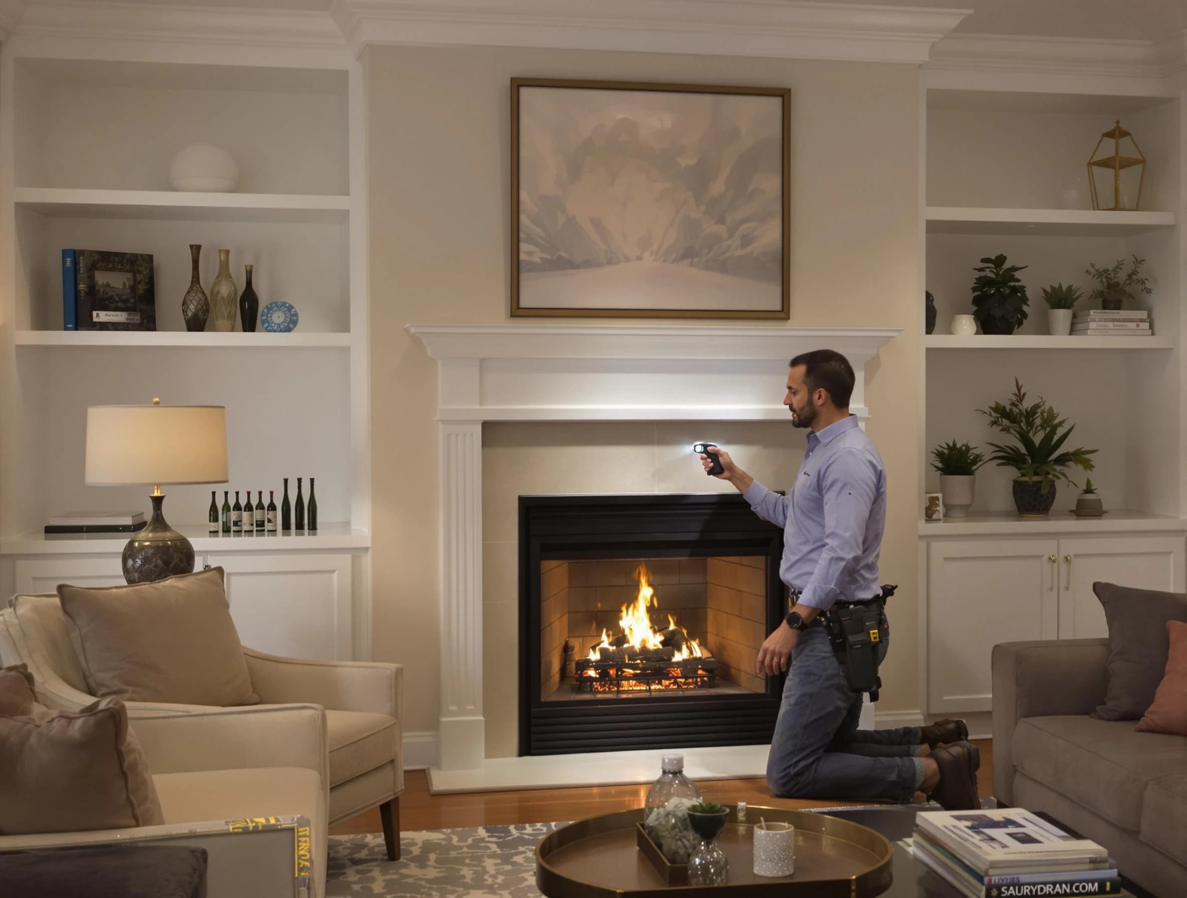 Holladay Chimney Sweep conducting a fireplace safety inspection in Holladay, UT