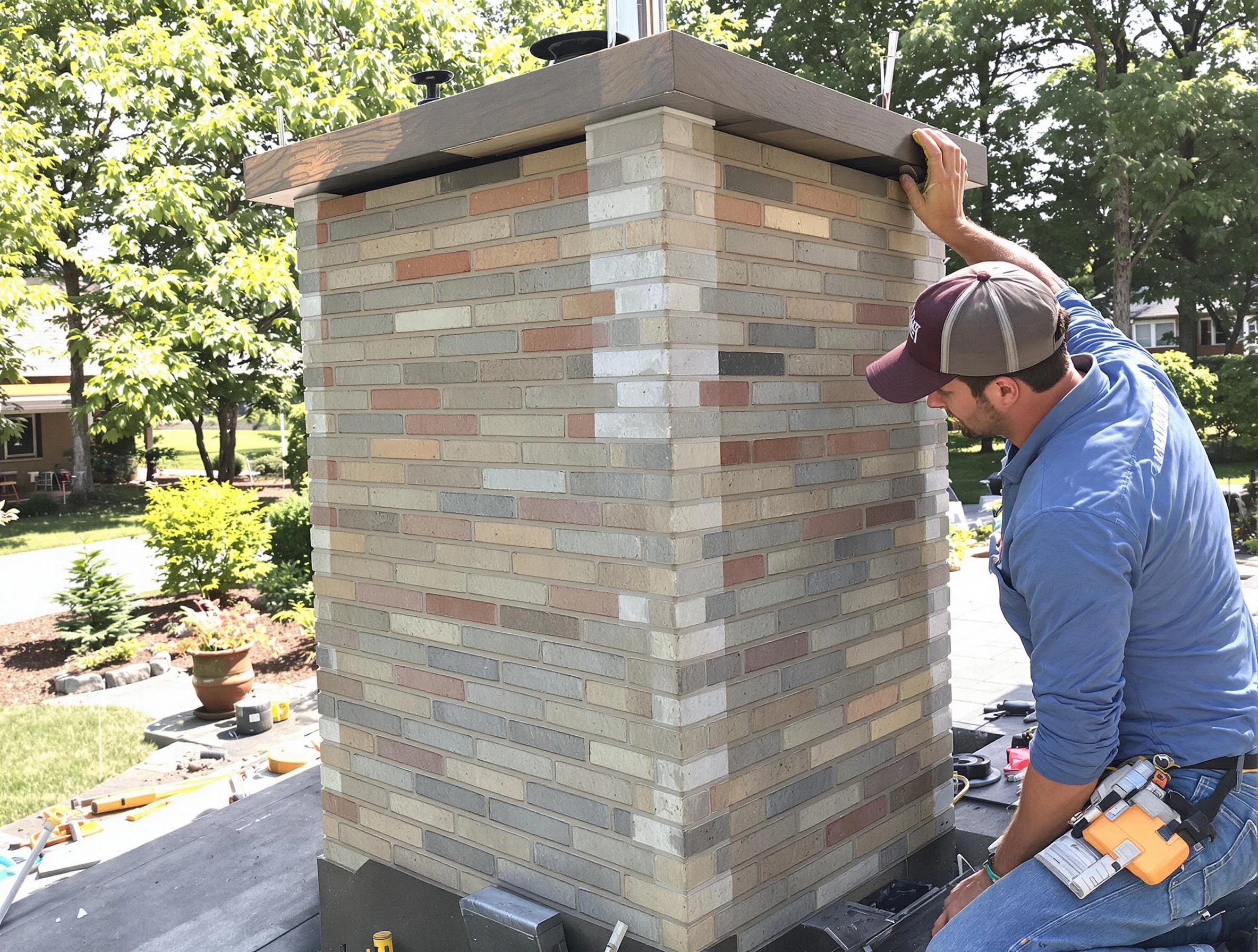 Holladay Chimney Sweep completing a modern chimney remodel in Holladay, UT